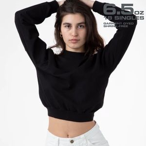 los angeles apparel black cropped long sleeve